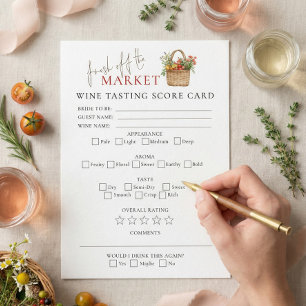 Market Wine Tasting Bridal Shower Score Card