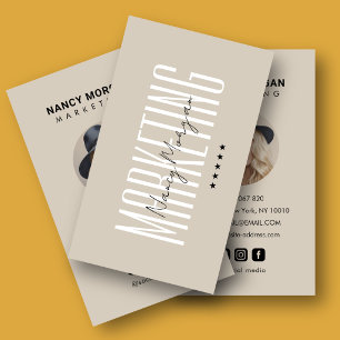 Marketing Consultant Beige Modern Profile Picture Business Card