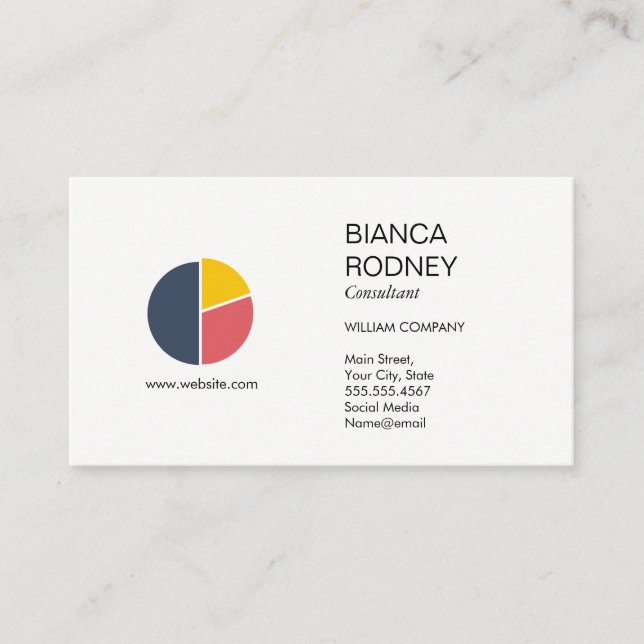 Marketing Consulting | Pie Chart Analytics Dots Business Card (Front)