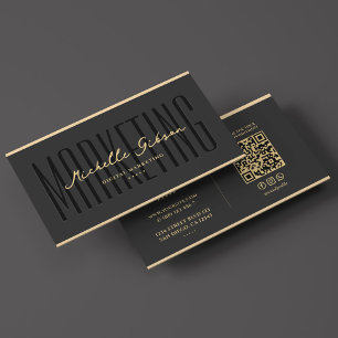 Marketing Elegant Black Faux Gold Professional Business Card