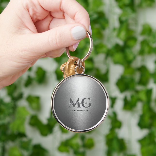 Marketing Grey Silver Professional Name Initials Key Ring (Hand)