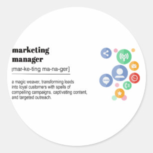 marketing manager definition print  classic round sticker