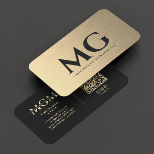 Marketing Monogram Elegant Faux Gold Modern Business Card