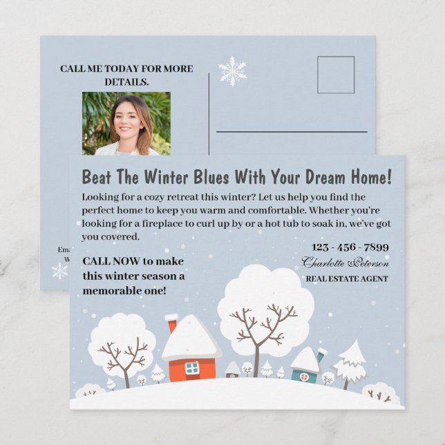 Marketing or Farming Winter Real Estate Holiday Postcard (Front/Back)