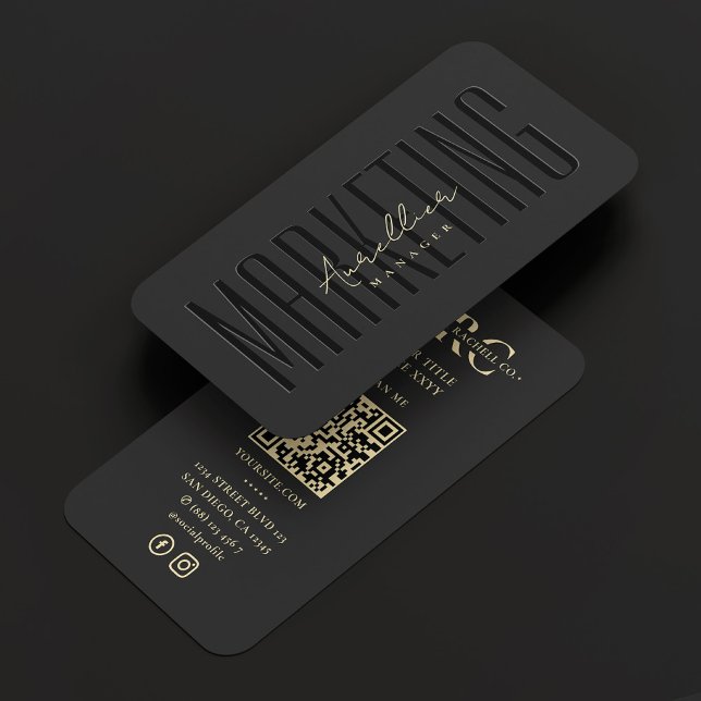 Marketing Professional Black Modern Social QR Business Card (Marketing Professional Black Modern Social QR Business Card
)