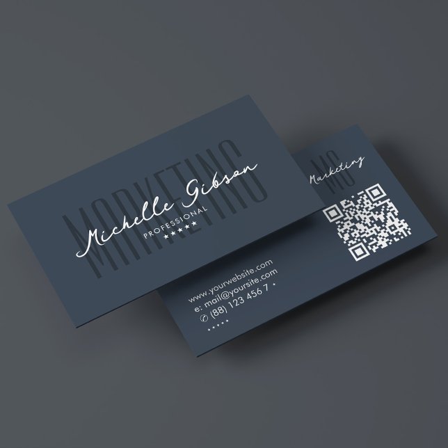 Marketing Professional Elegant Charcoal Blue Business Card (Marketing Professional Elegant Charcoal Blue Business Card
)