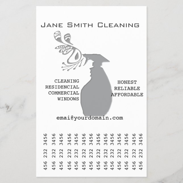 Marketing Tear Trendy Modern Spray Bottle Flyer (Back)