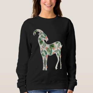 Markhor Flower Girl Print Floral Goat Hawaiian Wom Sweatshirt