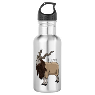 Markhor goat cartoon illustration 532 ml water bottle