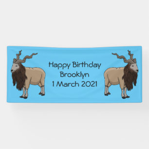 Markhor goat cartoon illustration banner