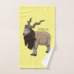 Markhor goat cartoon illustration bath towel set