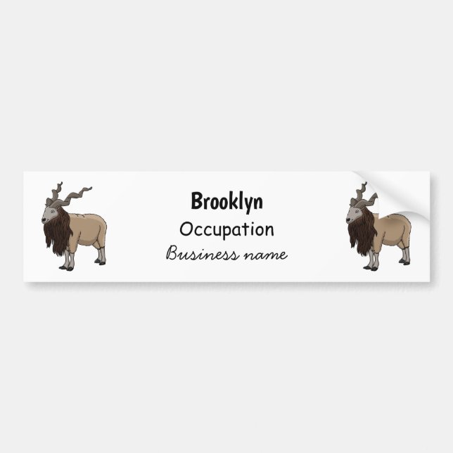 Markhor goat cartoon illustration  bumper sticker (Front)