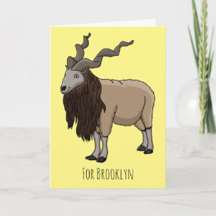 Markhor goat cartoon illustration  card