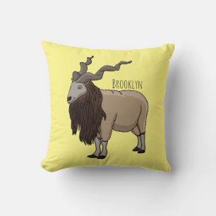Markhor goat cartoon illustration cushion