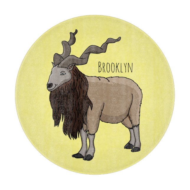 Markhor goat cartoon illustration cutting board (Front)