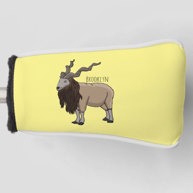 Markhor goat cartoon illustration golf head cover (Front)