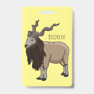 Markhor goat cartoon illustration ID badge