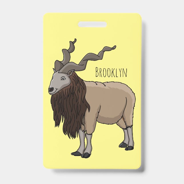 Markhor goat cartoon illustration ID badge (Front)