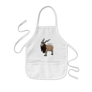 Markhor goat cartoon illustration kids apron