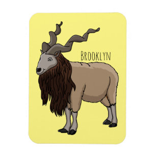Markhor goat cartoon illustration magnet