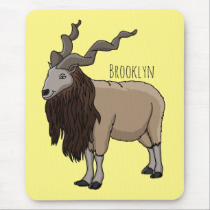Markhor goat cartoon illustration mouse mat