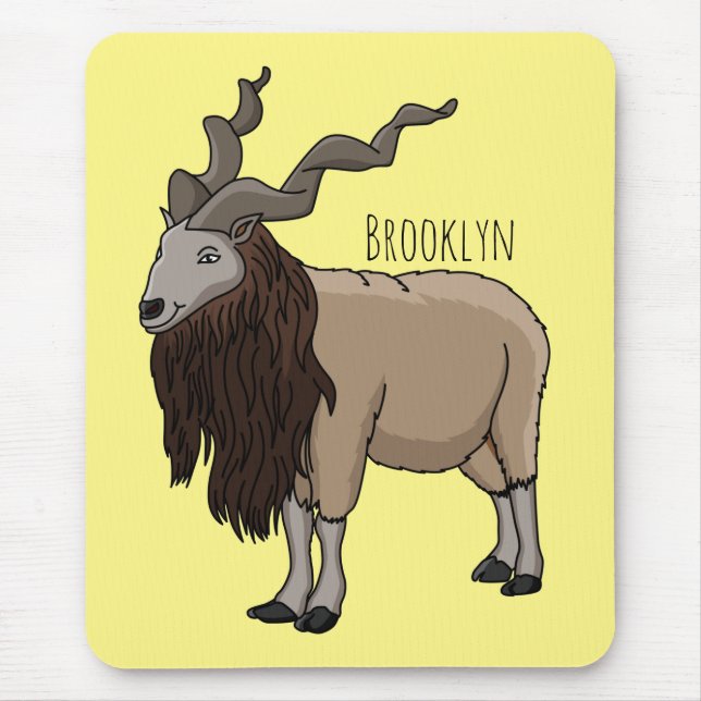Markhor goat cartoon illustration mouse mat (Front)