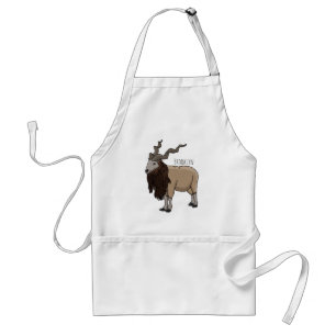 Markhor goat cartoon illustration standard apron