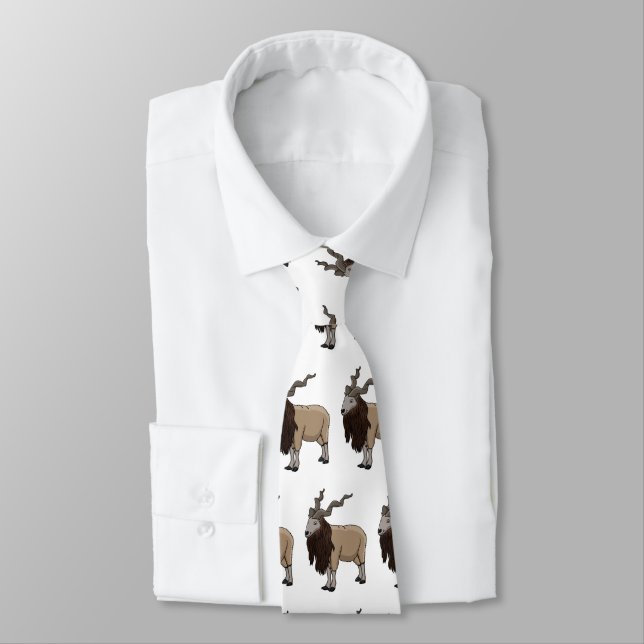 Markhor goat cartoon illustration tie (Tied)