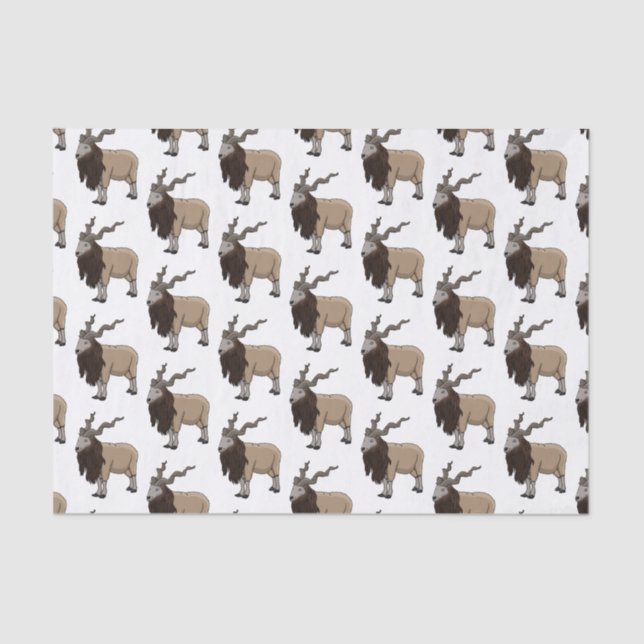 Markhor goat cartoon illustration tissue paper (Front)