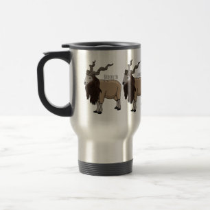 Markhor goat cartoon illustration travel mug