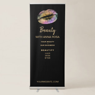 *~* Markley Custom - LOGO QR Pink Rainbow LIPS   Retractable Banner