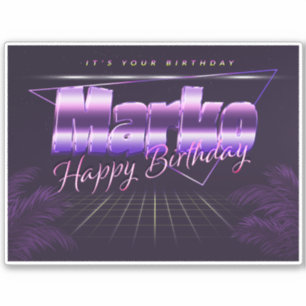 Marko Name Vorname lila retro Sticker Geburtstag