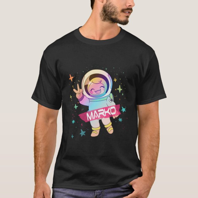 Marko Name With Astronaut T-Shirt (Front)