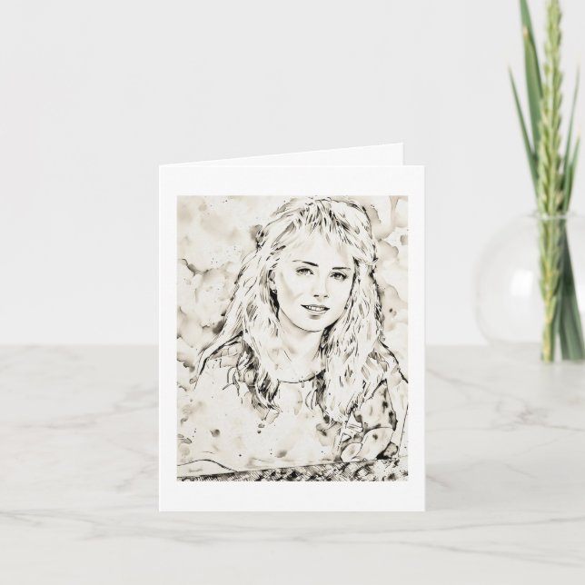 Marla Kay Mangan Computer Sketch Ink Wash 2  Card (Front)