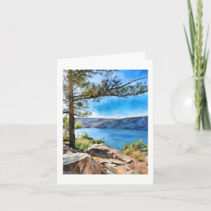 Marla's Devil's Lake Computer Watercolor Painting  Card