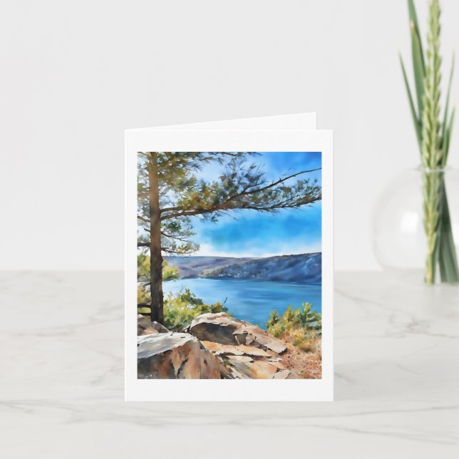 Marla's Devil's Lake Computer Watercolor Painting  Card (Front)