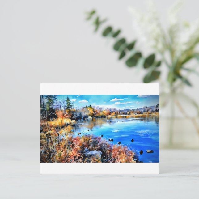 Marla's Water Color Pond card   (Standing Front)