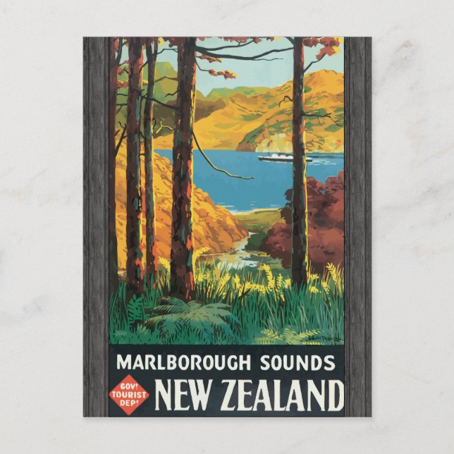 Marlborough Sounds Govt Tourist Dept New Zealand, Postcard (Front)