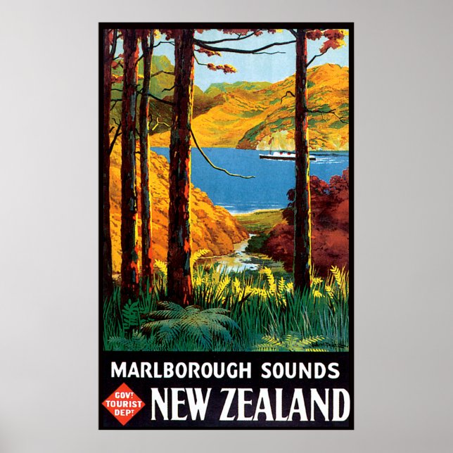 Marlborough Sounds New Zealand Poster (Front)