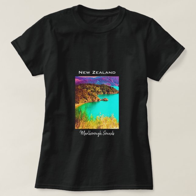 Marlborough Sounds New Zealand travel T-Shirt (Design Front)