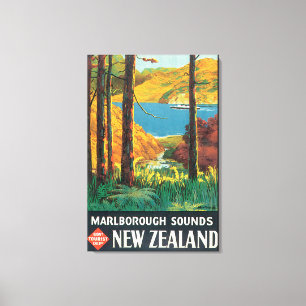 Marlborough Sounds Vintage Travel Poster Canvas Print