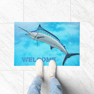 Marlin Blue Water Sport Fish Welcome Doormat