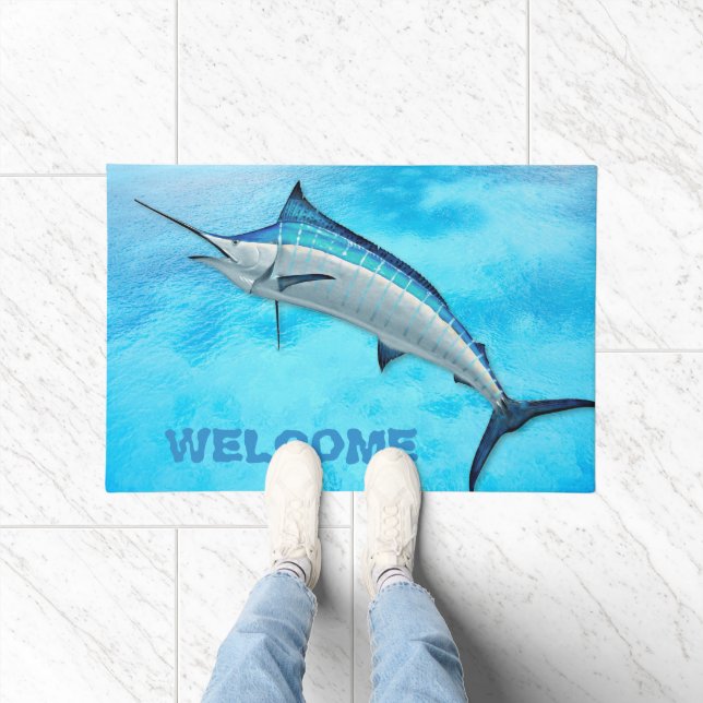 Marlin Blue Water Sport Fish Welcome Doormat (Indoor)