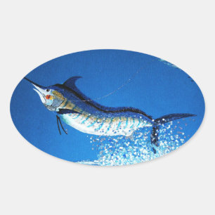 Marlin dancing oval sticker