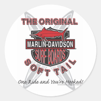 Marlin Davidsons Surf Boards Classic Round Sticker