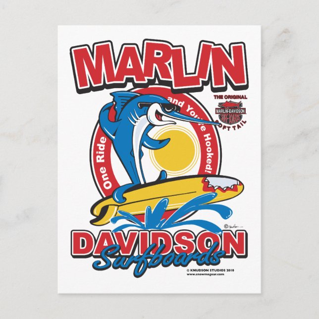 Marlin Davidsons Surfboards Postcard (Front)