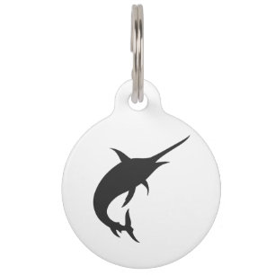 Marlin fish silhouette - Choose background color Pet Tag