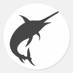 Marlin fish silhouette - Choose background colour Classic Round Sticker