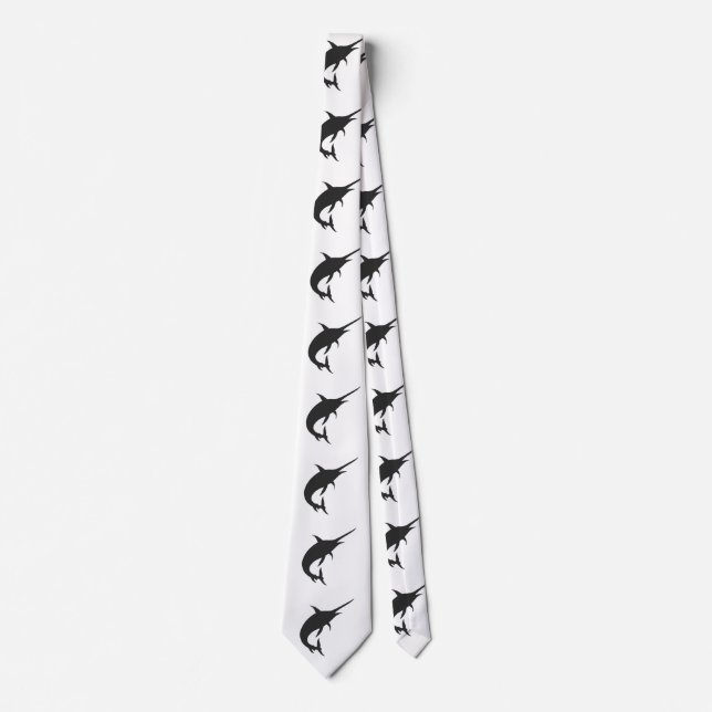 Marlin fish silhouette - Choose background colour Tie (Front)