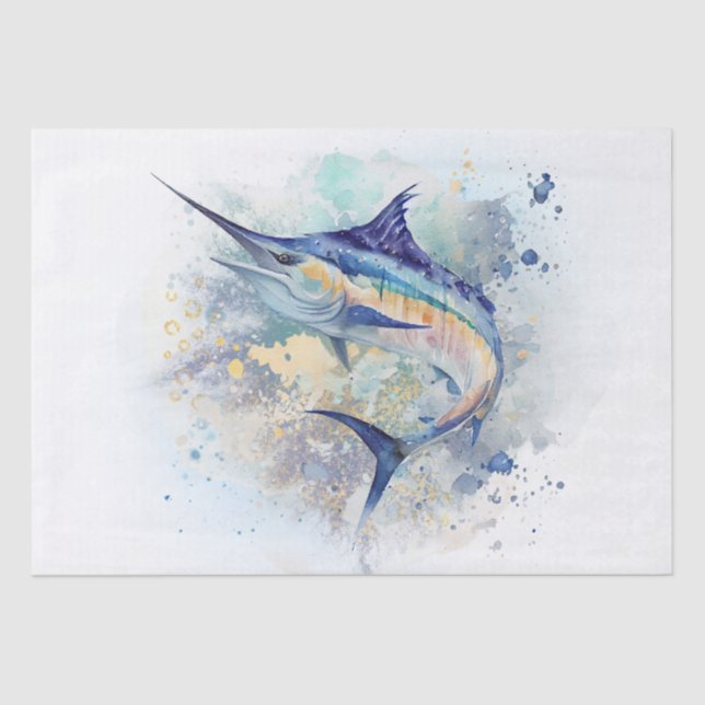 Marlin Fish Watercolor Tissue Paper (Front)